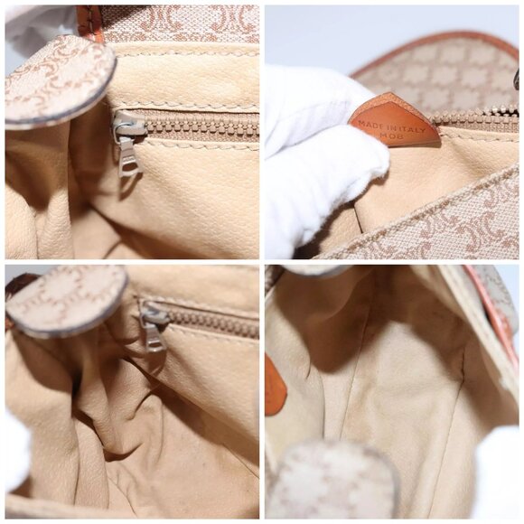 CELINE Macadam Canvas Shoulder Bag PVC Leather Beige Auth - Picture 15 of 16